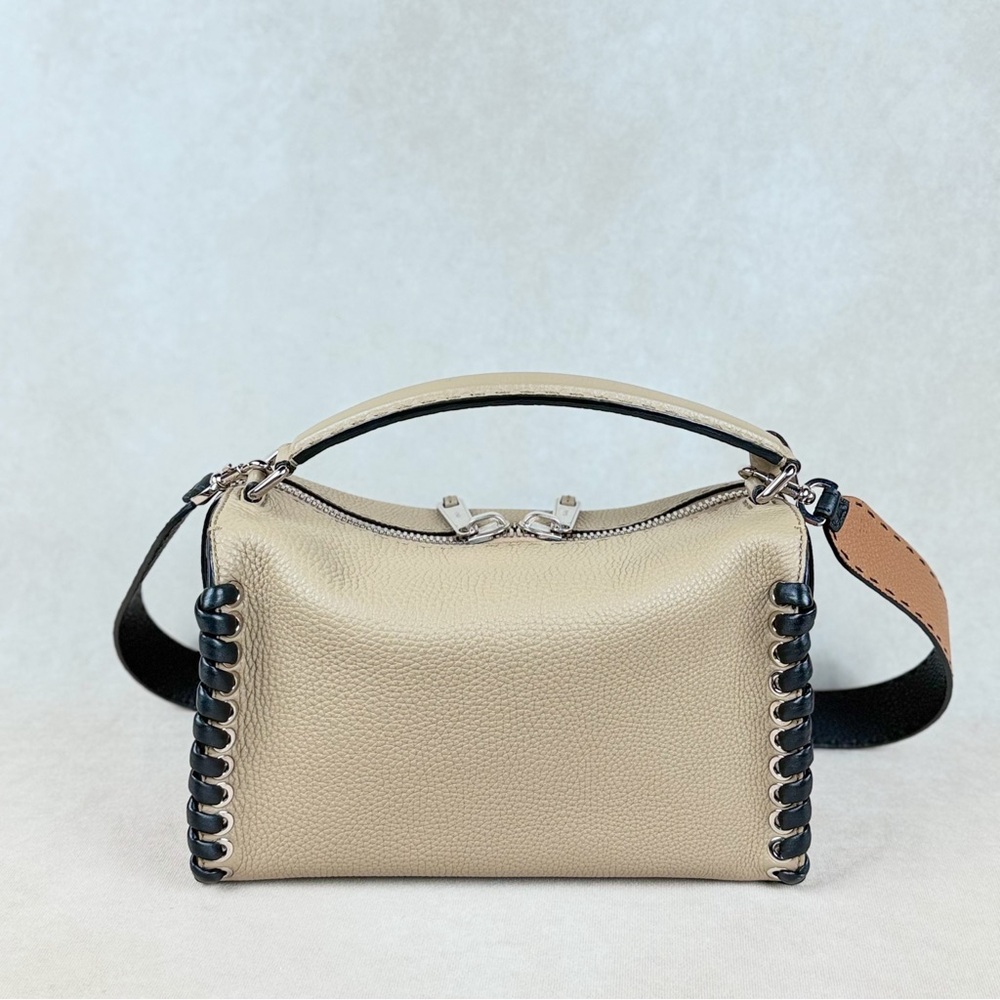 Fendi Selleria Leather Top Handle Crossbody Bag Reversible Wide Strap - Picture 3 of 17